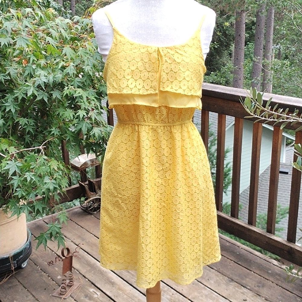 J. Taylor Sunny Yellow Lace Dress
